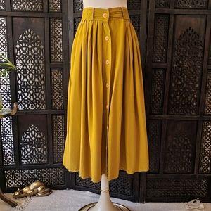 Marigold pleated button-up skirt